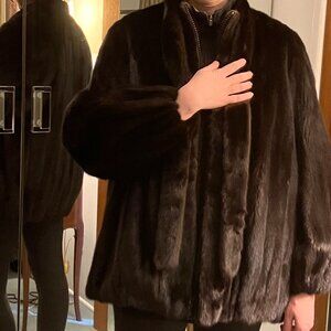 Vintage Ben-Ric Black Real Ranch Mink Half-length Jacket Scarf attached like new